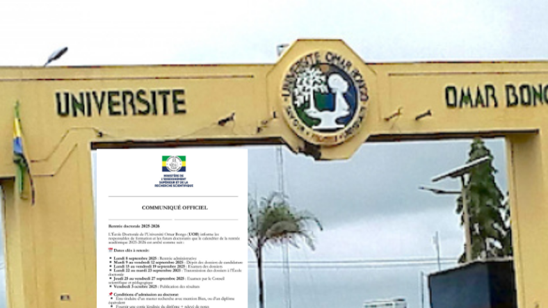 Université Omar Bongo : le calendrier de la rentrée doctorale 2025-2026 est publié